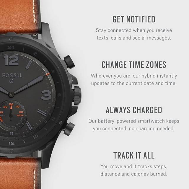 Fossil Q Nate Men s Hybrid Smartwatch Brown Leather FTW1114