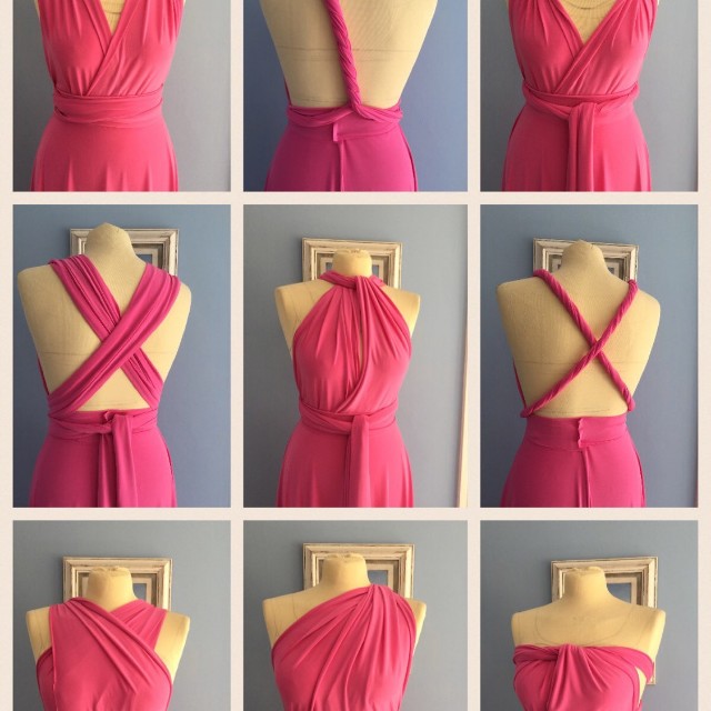 fuschia pink convertible dress