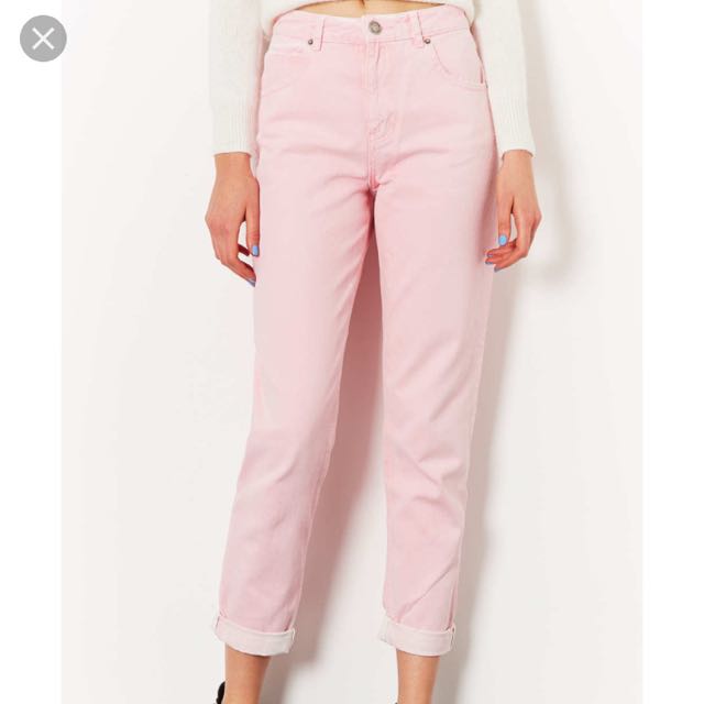 Topshop pink hot sale mom jeans