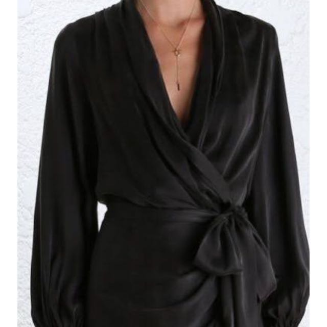 zimmermann black wrap dress