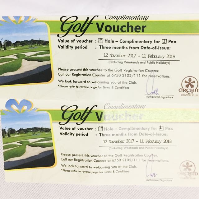 18 Holes Golf Ticket At Orchid Country Club Occ 2 Tickets Available Tickets Vouchers Vouchers On Carousell