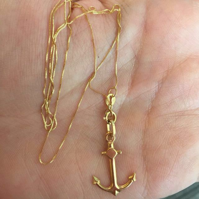 womens gold anchor necklace