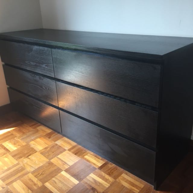 6 Drawer Malm Dresser In Black Brown Furniture Shelves Drawers