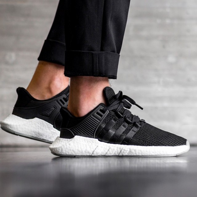 Adidas EQT Support 93 17 Black Gum sole Men s Fashion Footwear Sneakers on Carousell