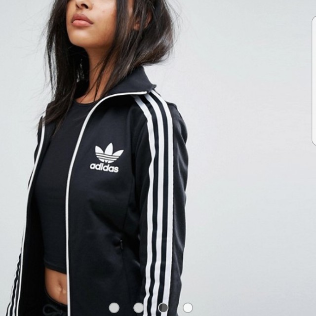Adidas Track Jacket 3 stripe logo zip up jacket Women s Fashion