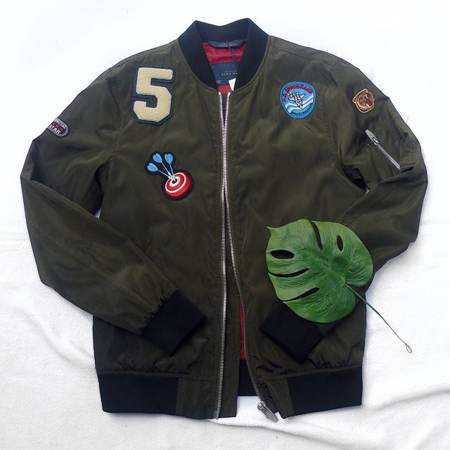 zara bomber jacket with patches