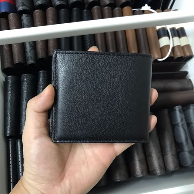BNWT Authentic Coach Double Billfold Wallet In Sport Calf Leather