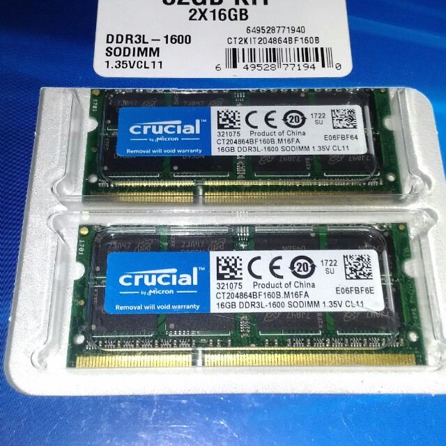 Crucial 4GB DDR3L 1600 SODIMM, Computers & Tech, Parts & Accessories,  Networking on Carousell