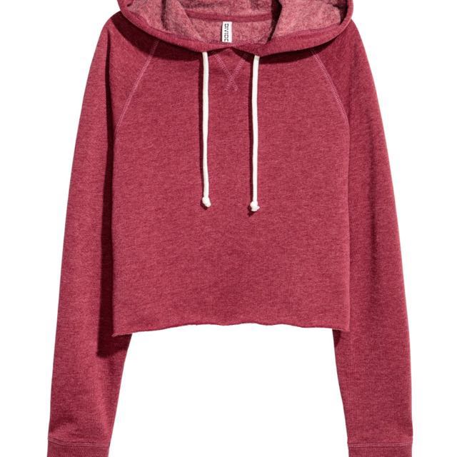 maroon crop top hoodie
