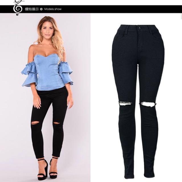 black ripped jeans size 12