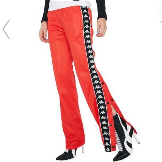 BNWT Authentic Kappa relaxed trackpants with popper side, Women's Fashion, Bottoms, Bottoms on Carousell