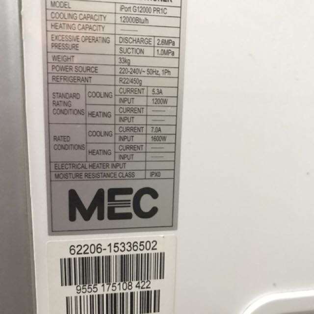 Portable Aircond MEC Iport 1.5HP, TV & Home Appliances, Kitchen ...