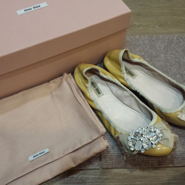 miu miu crystal ballet flats