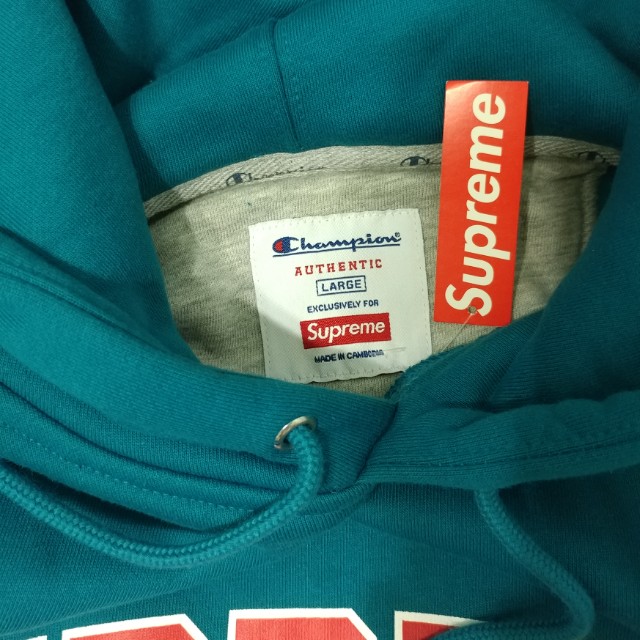 Supreme X Champion Hoodie Large Teal SS17 Men s Fashion Tops