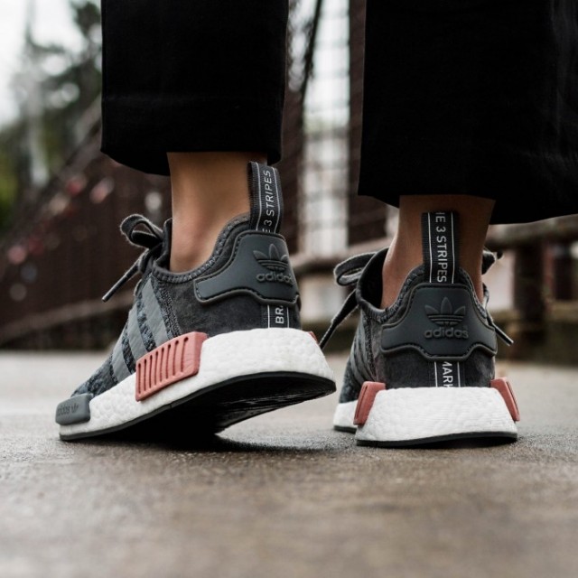 UK5 Adidas NMD R1 Heather Grey Gray Raw Pink Tab Women s Fashion Footwear Sneakers on Carousell