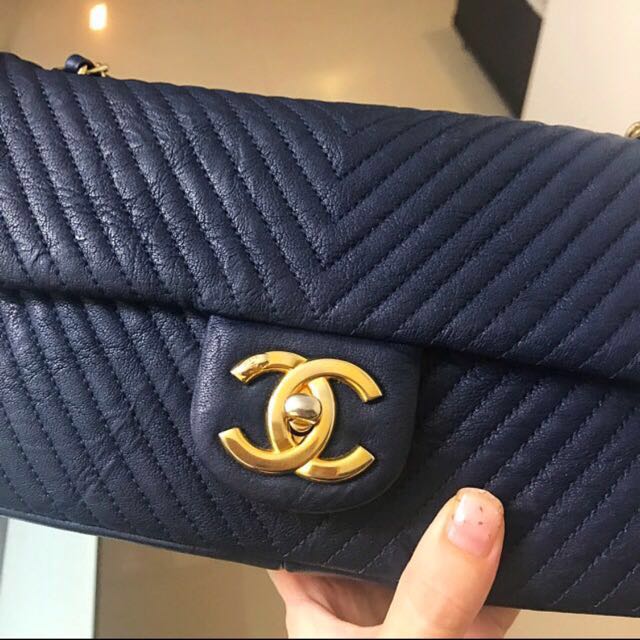 Chanel Medium Flap bag Cruise 2016 Blue Olive green Leather ref