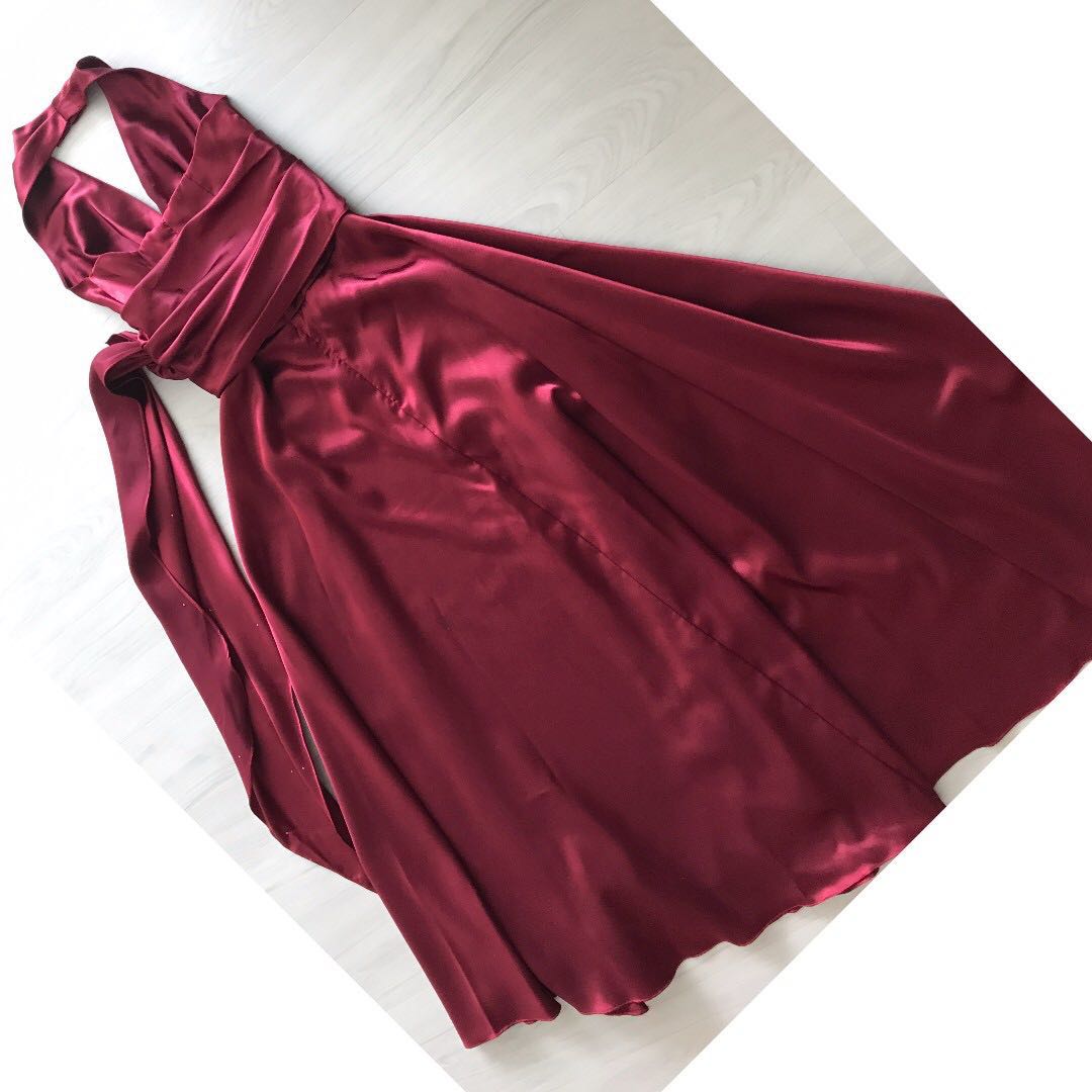 wine colour evening gown
