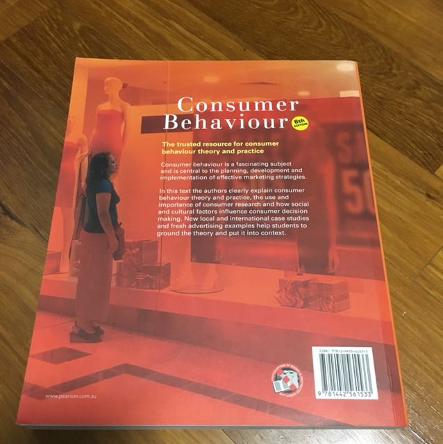 Consumer Behaviour (Category: Textbooks) located in Singapore. Submitted by fyletjx (Listing ID 143736685, Image 2). Description: Consumer behaviour 6th Edition By Leon Schiffman, Aron O’Class, Angela Paladino and Jamie Carlson Slightly used 9/10, minor wear no tear.