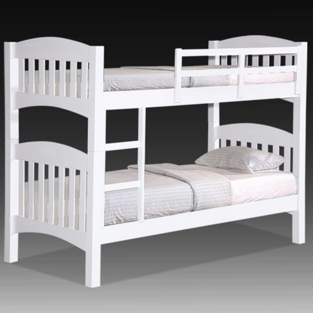 Free Mattress Solid Wooden Bunk Bed White Furniture Beds Photo