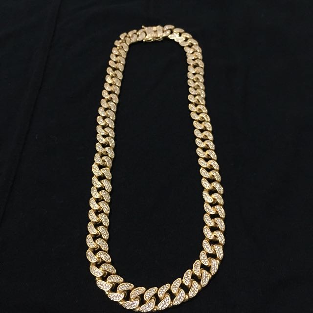 Gold Chain Cuban Necklace Iced Out 