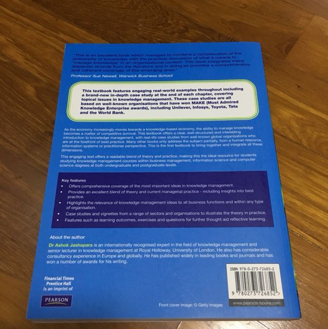 Knowledge management (Category: Textbooks) located in Singapore. Submitted by fyletjx (Listing ID 143737933, Image 2). Description: Knowledge management Second Edition An Integrated Approach By Ashok Jashapara Brand new .