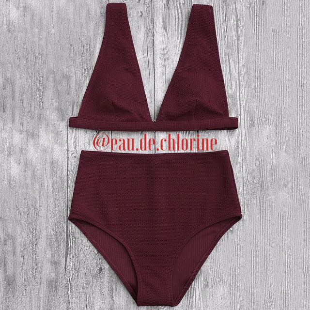 maroon two piece swimsuit