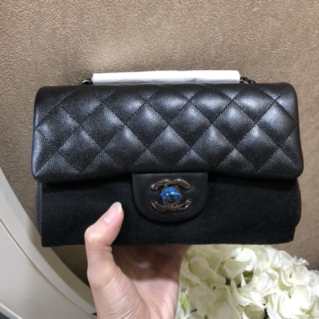 SOLD) Brand New Chanel 18C Black Iridescent Mini Dark Silver Hardware,  Luxury, Bags & Wallets on Carousell