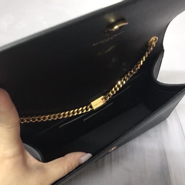 Classic small kate chain bag in black grain de poudre textured leather hot sale