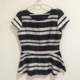 Peplum Blouse The Executive Stripe Black and White