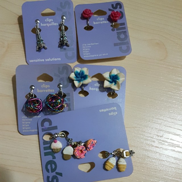 Claire clip on earring 2 each, Women's Fashion, Accessories on Carousell