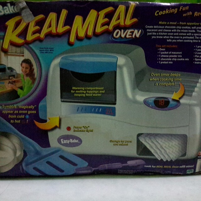Easy Bake Real Oven Brand New (Category: Infant Playtime) located in Malabon City. Submitted by nicolea_ (Listing ID 143991989, Image 3). Description: Easy Bake Real Oven Brand New but box worned out With complete meal packets but this is from the 1990s/2000s ⚠️⚠️⚠️ please do not consume (mac and cheese, choco chip cookies, soft pretzels)| Set includes: REAL MEAL Oven 1 packet of macaroni 1 cheese powder mix 1 choco chip cookie mix 1 pretzel mix 