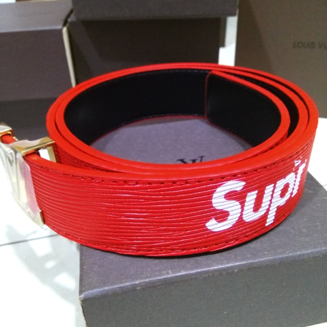 LV Supreme Belt (Red) - Grade SuperA, Luxury, Accessories on Carousell