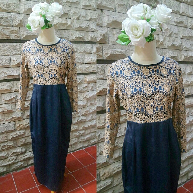 20+ Koleski Terbaru Kebaya Navy Gold