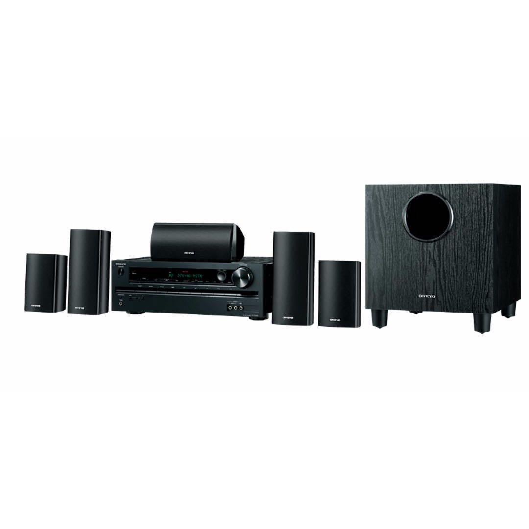 onkyo receiver 5.1 HT R391 with 5 speakers and sub woofer, Audio