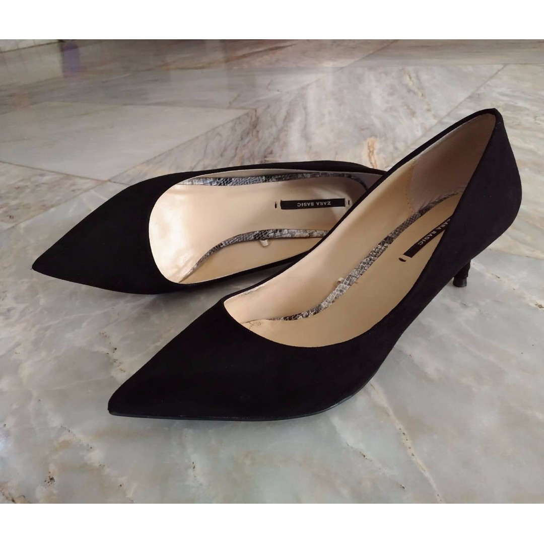 zara black kitten heels