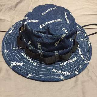 supreme 17ss 牛仔 反光 满版 渔夫帽 s/m 二手 palace