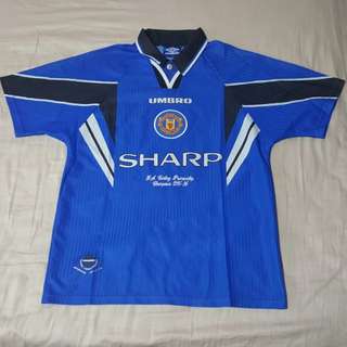 *RARE* Manchester United 1996/97 Blue 3rd kit with EPL winner commemorative embroidery and Original CANTONA nameset