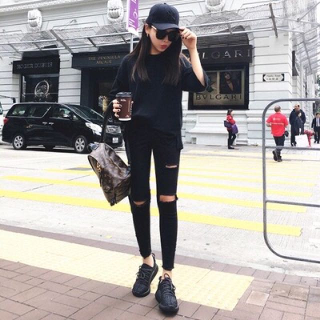 korean black jeans