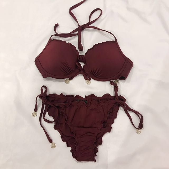 maroon bikini