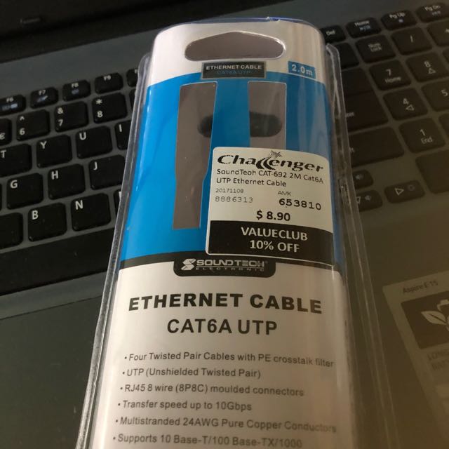 Lan Cable (Category: Cables & Adaptors) located in Singapore. Submitted by mrbeastsg (Listing ID 144118155, Image 2). Description: Opened and realised that it was the wrong length. .
