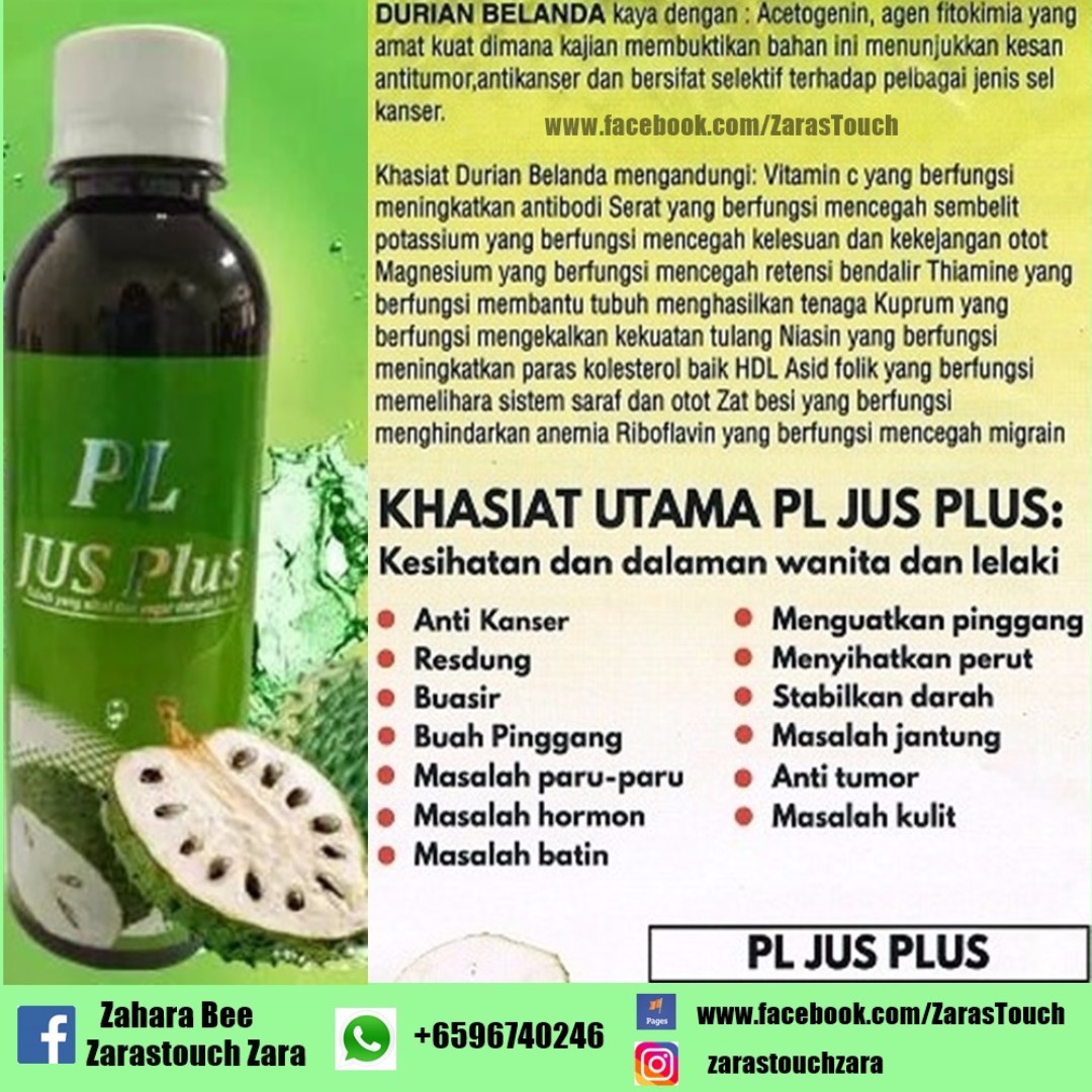 Pl Jus Plus Durian Belanda Health Nutrition Health Supplements Health Food Drinks Tonics On Carousell