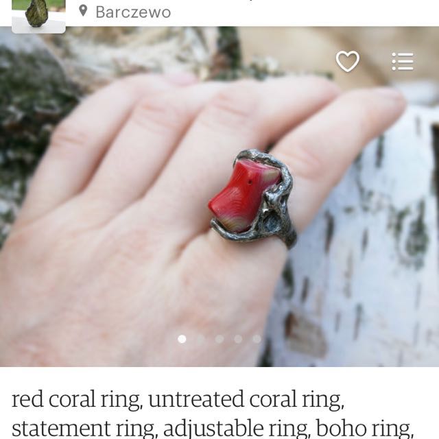 Red coral hotsell in copper ring