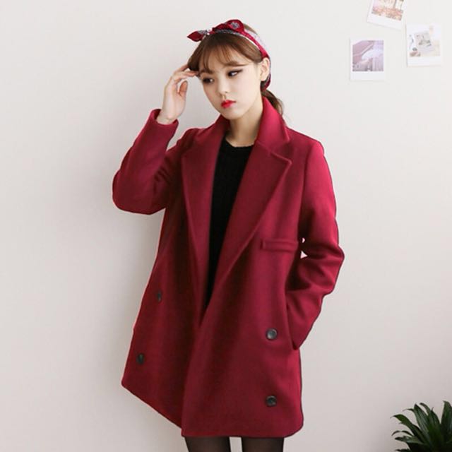 women's red winter coat with hood