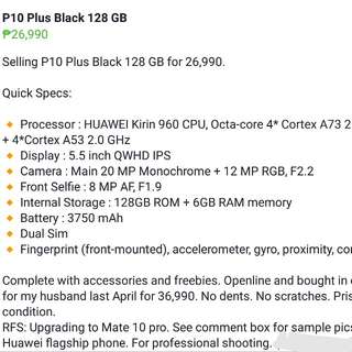 Selling My Huawei P10 plus