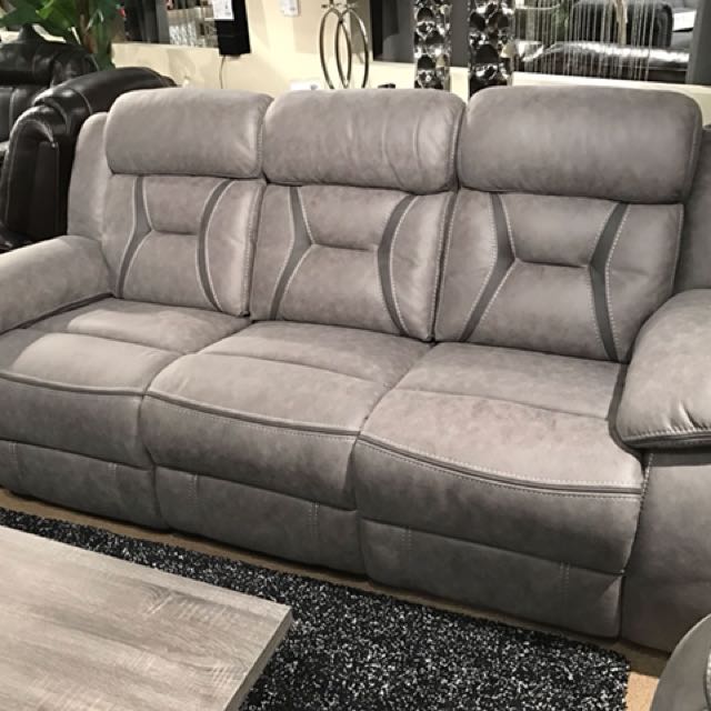 3pcs Stone Leatherette Fabric Motion Reclining Sofa Set Furniture Motion Reclining Sofa Set