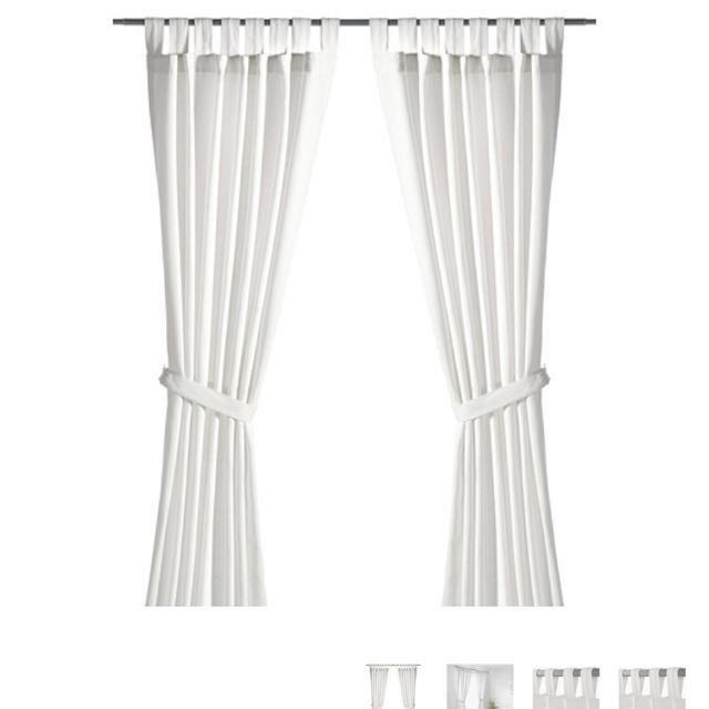Ikea Lenda Curtains In White 1 Pair Left Furniture Home Decor