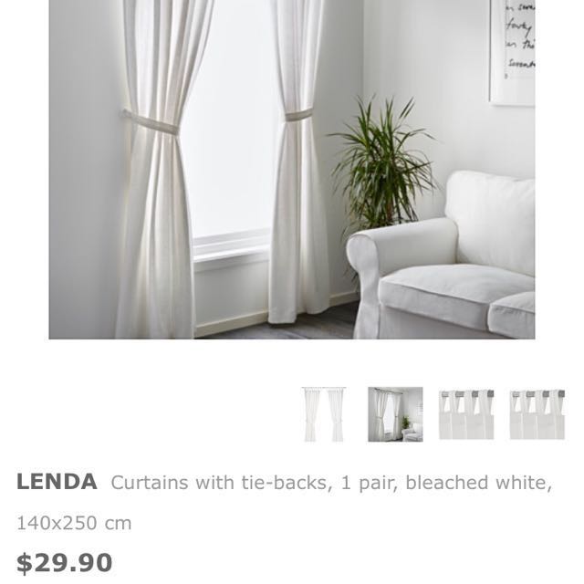 Ikea Lenda Curtains In White 1 Pair Left Furniture Home Decor