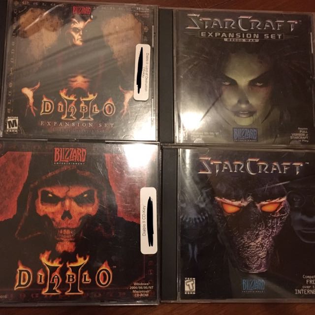 Original Diablo2 and Starcraft with expansion sets and CD keys, TV