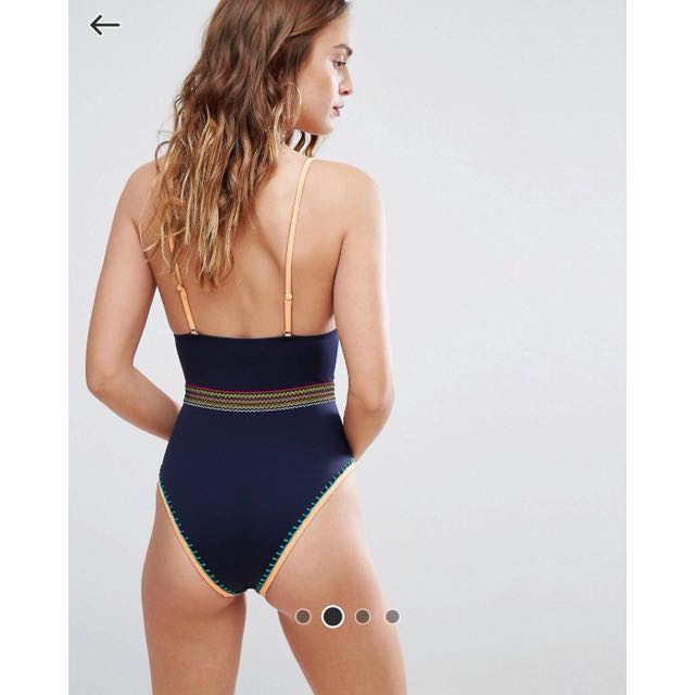 River Island Moulded Embroidered Zigzag Swimsuit