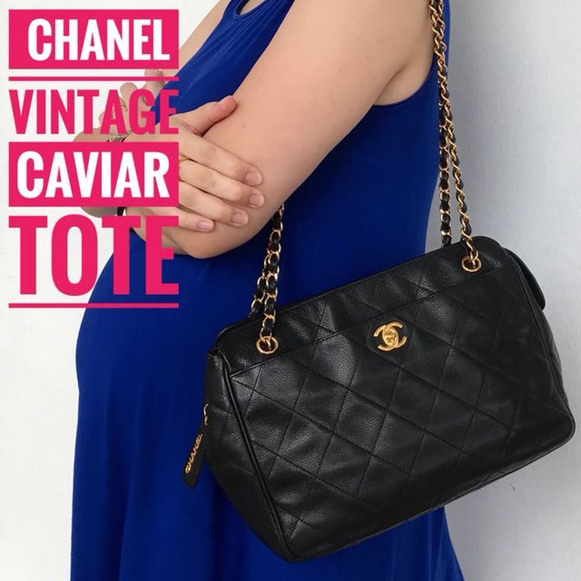 chanel vintage caviar tote